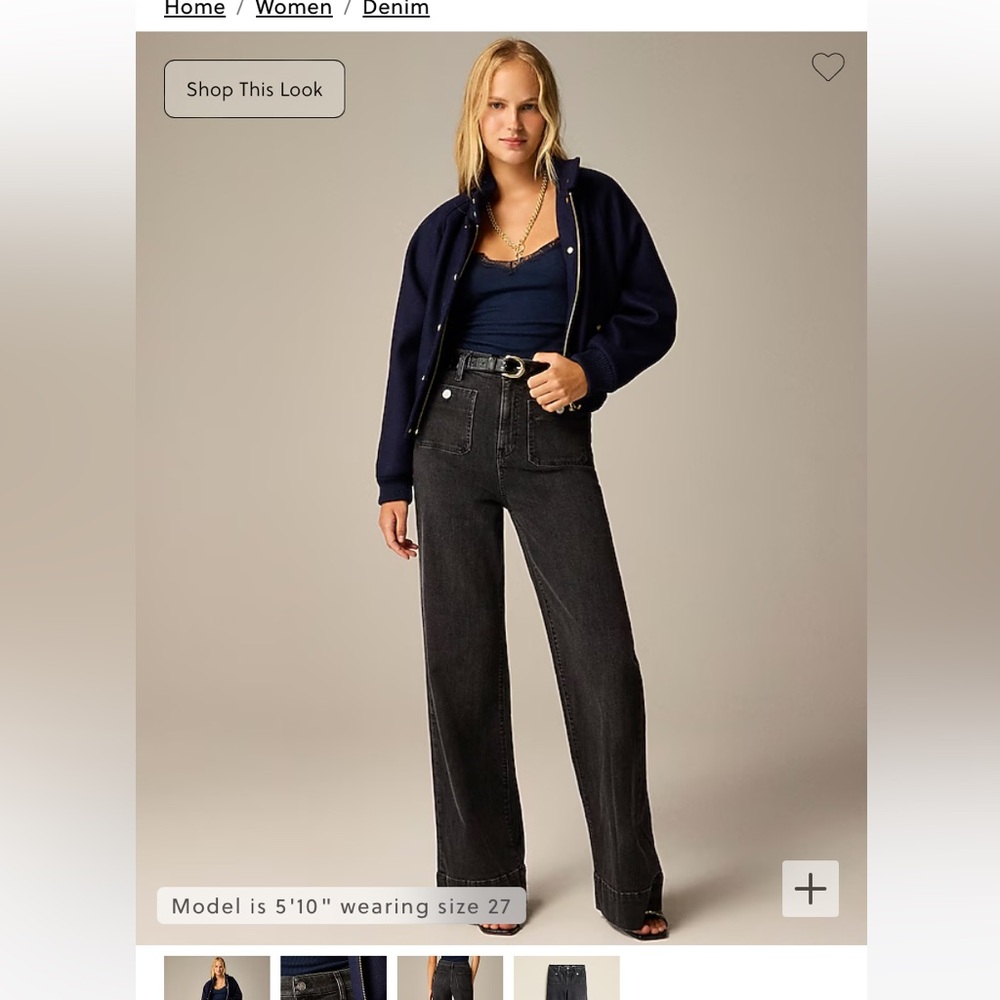 J Crew Sailor denim trouser in 1996 semi-stretch, Jessie Wash, Size 26